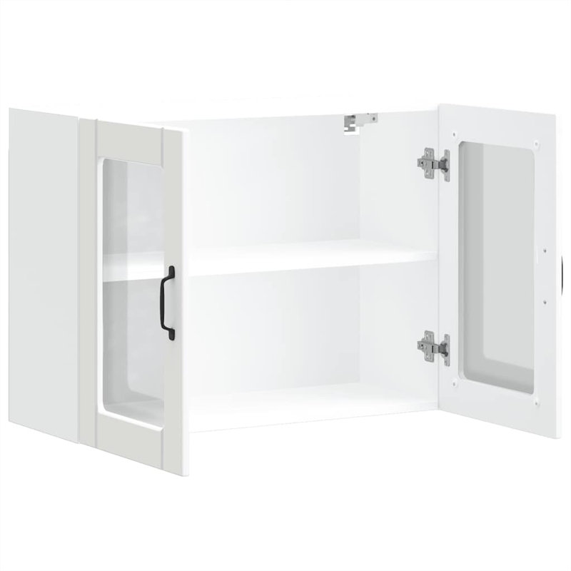 Kitchen Wall Cabinet With Glass Door Lucca Engineered Wood, White, 60cm H x 80cm W x 31cm D