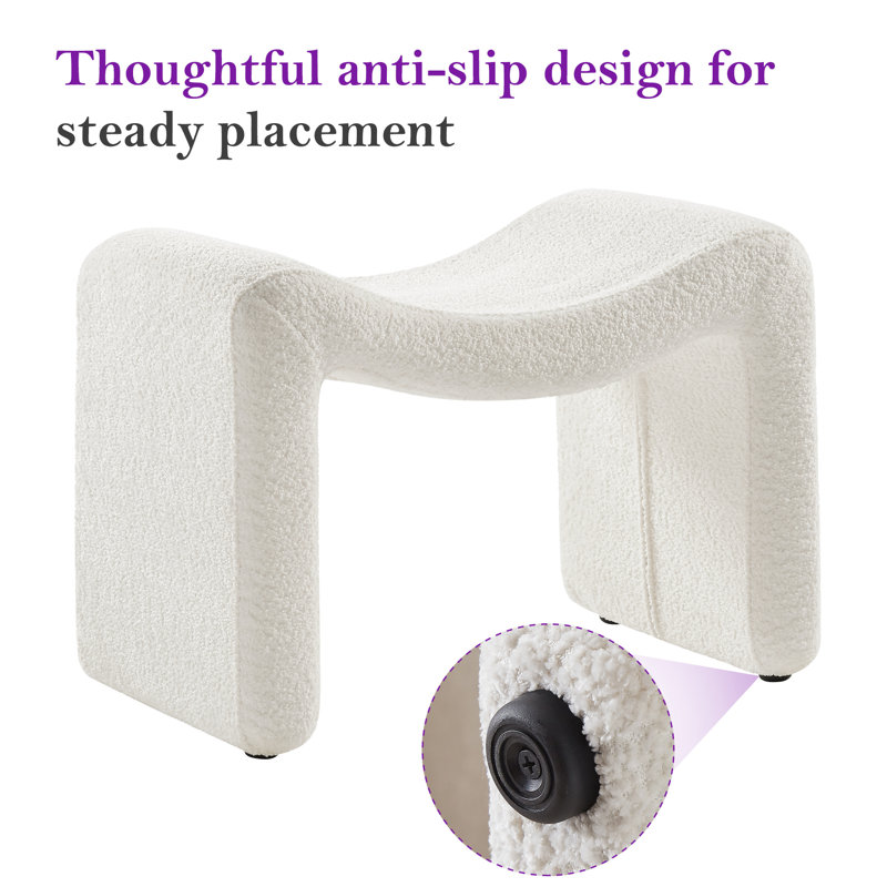 Cinead 23.79" Wide Standard Ottoman, White Boucle