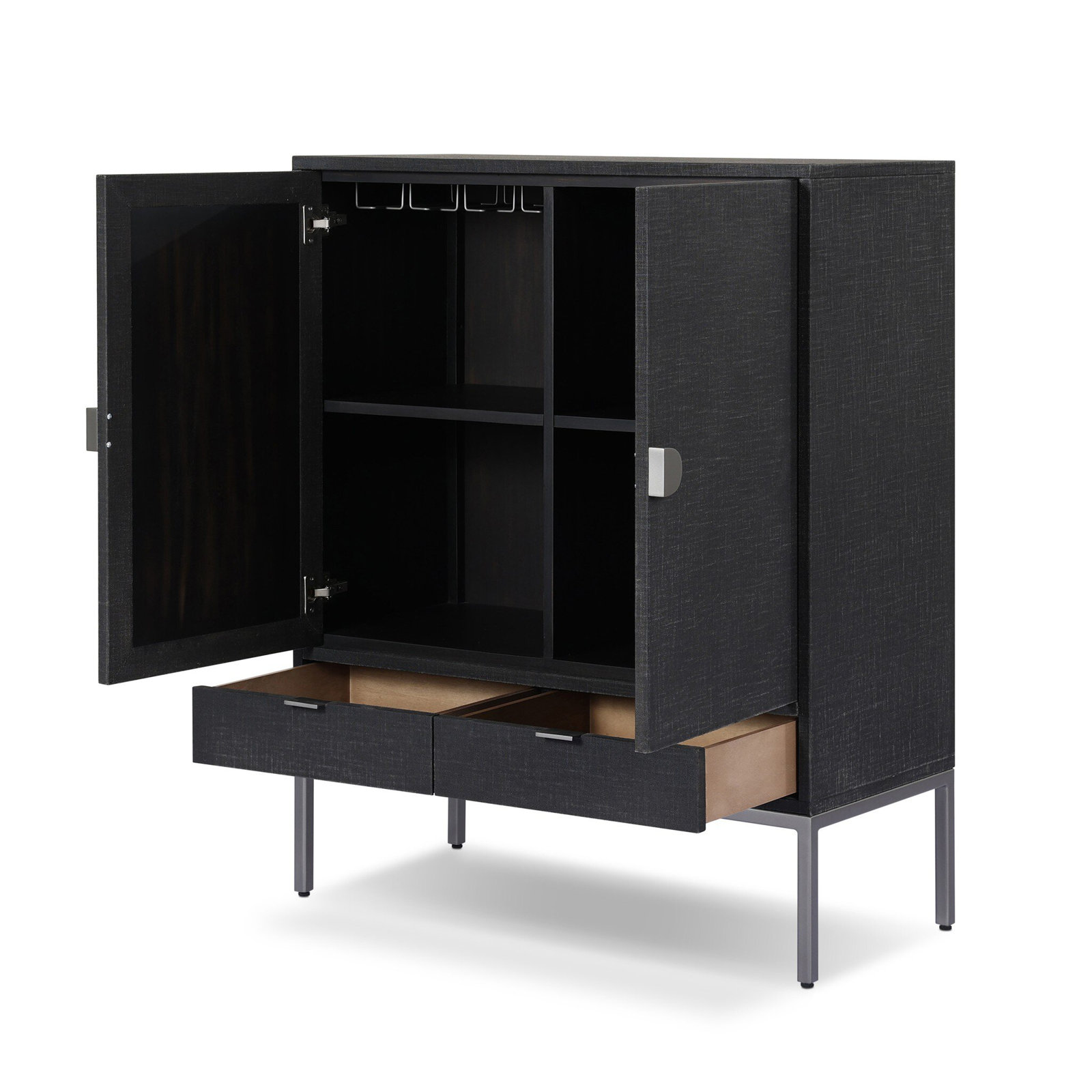 Marea 38.5'' Bar Cabinet, Black Linen