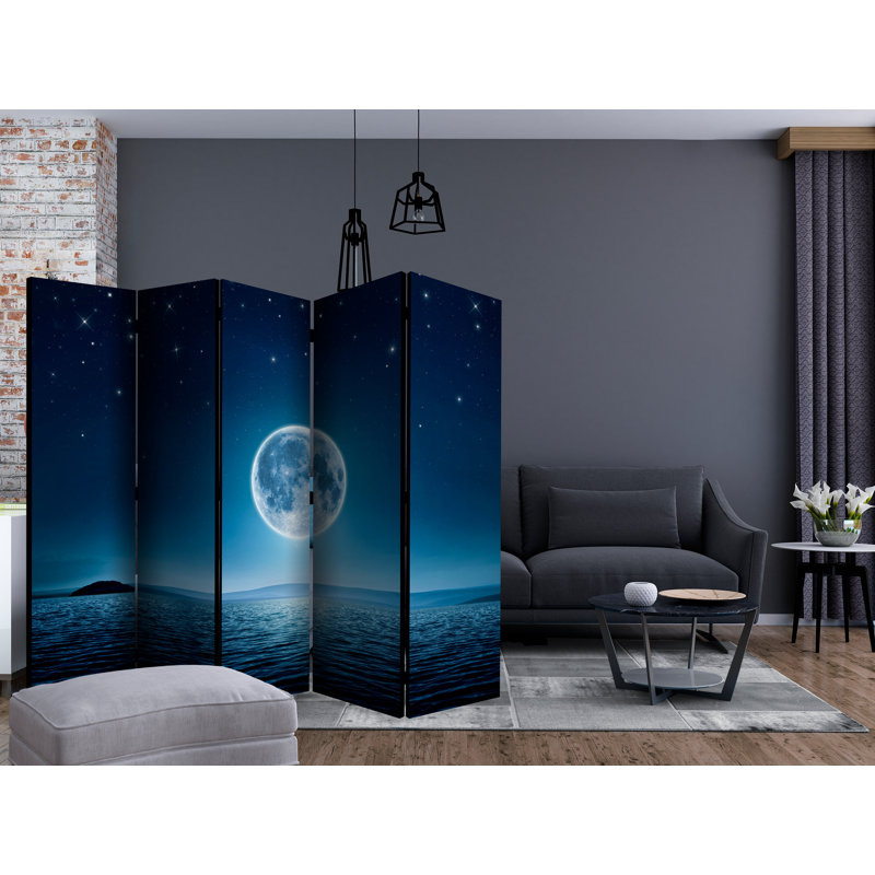 Haniel 225cm W x 172cm H 5 - Panel Solid Wood Folding Room Divider