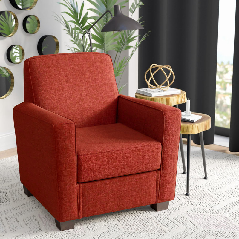 Upholstered Armchair, Jitterbug Picante Performance Basketweave