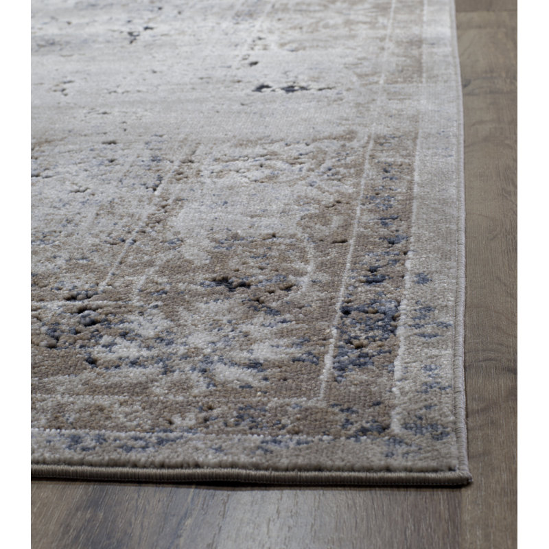 Tapis bleu marine à motif abstrait Danise, 2 pi x 4 pi
