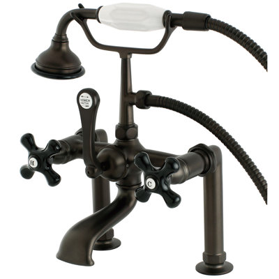 Kingston Brass Duchess Three-Handle 2-Hole Deck Mount Clawfoot Tub Faucet with Hand Shower