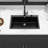 33X22" Black Quartz Composite Sink, Strong And Construction Kitchen Granite Feel, Design