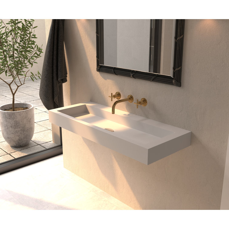 Badeloft Classic 18.8'' Stone Resin Rectangular Bathroom Sink with Overflow