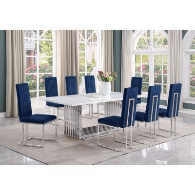 Valier Marble Top Open Dining Set