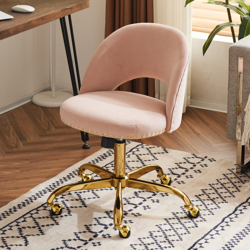 Fauteuil de bureau avec roulettes, Velours, Rose