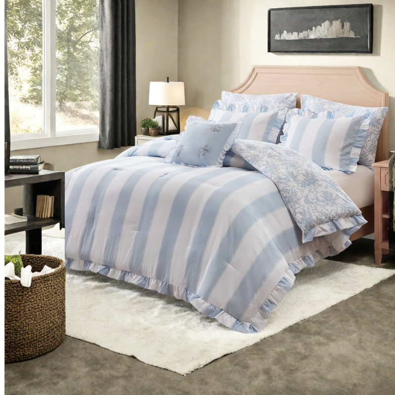 Striped and Toile Comforter Set