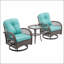 Ensemble de 3 chaises de patio à bascule pivotantes pour l'extérieur, ensemble de conversation berçant à 360 degrés-1498965473