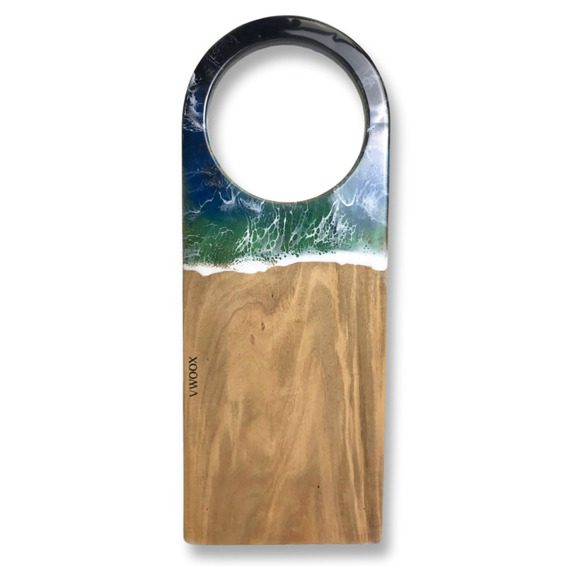Planche à découper en bois d'acacia avec art ondulé en résine