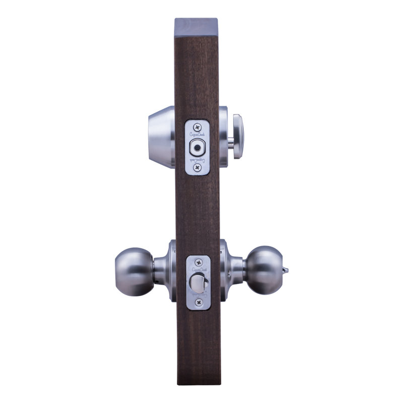 Knobs With Deadbolt Entry Set, Satin Stainless