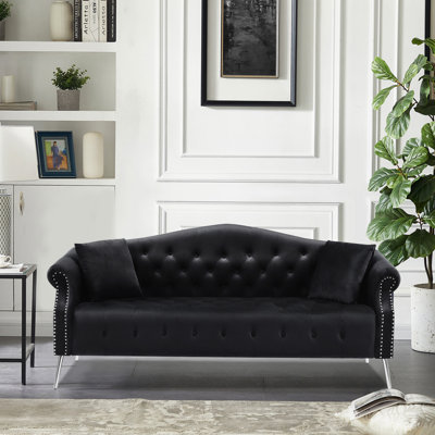 Hepzi 78.7'' Velvet Rolled Arm Chesterfield Sofa -  House of HamptonÂ®, 0321D3BDAEC346DBBE1B83D4749AA83D