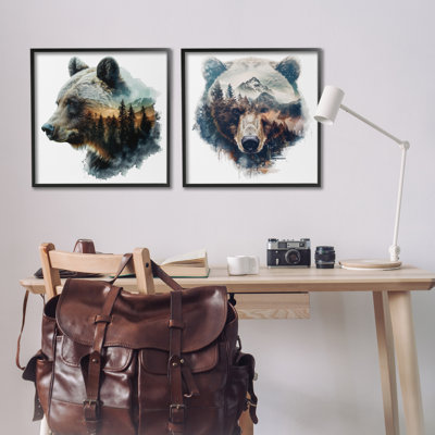 «Woodland Bear Forest Silhouettes», ensemble de 2 giclées par LSR Design Studio