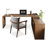 86.61"Dark walnut L-Shaped Solid Wood Office Sets