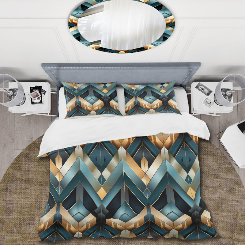 Ensemble de housse de couette à chevrons - Microfibre polyester, Housse de couette pour grand lit et 2 taies décor