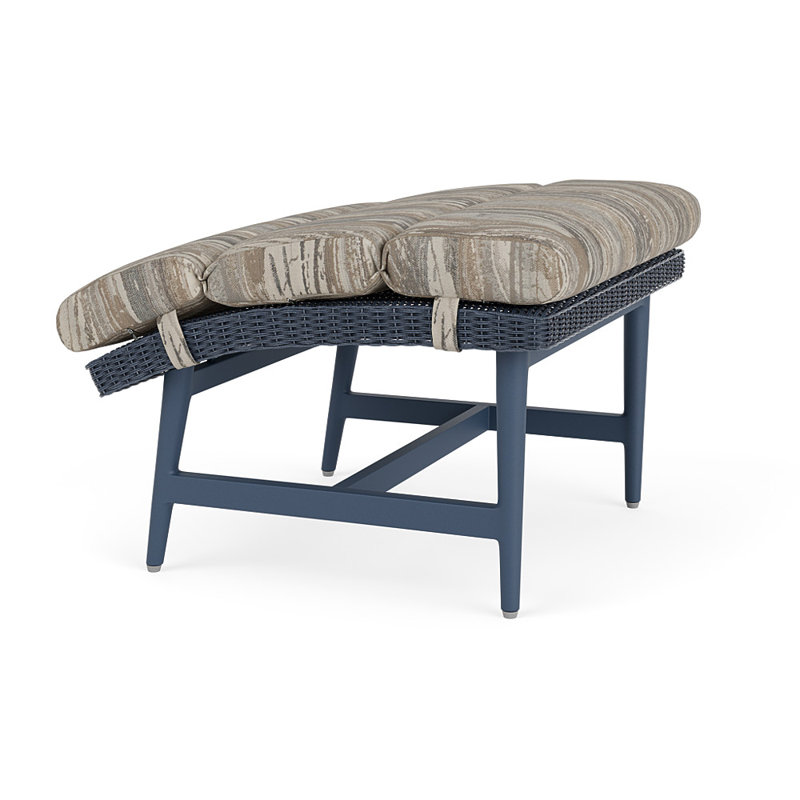 Cascade Outdoor Ottoman, Woodgrain Ash, Denim Blue