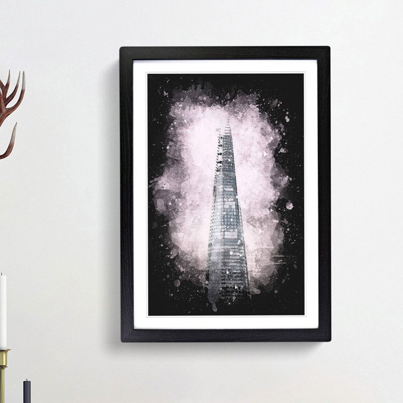 The Shard Building in London - Framed Print, 87cm H x 62cm W x 2cm D, Black Framed