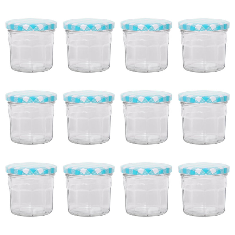 Argon Tableware  Glass Preserving Jars, 130ml, Blue Gingham