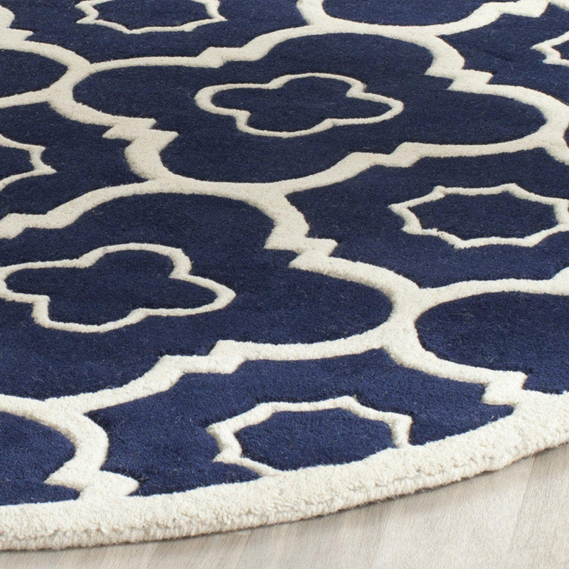 Carolene Hand Tufted Wool Geometric Rug, Round 7'