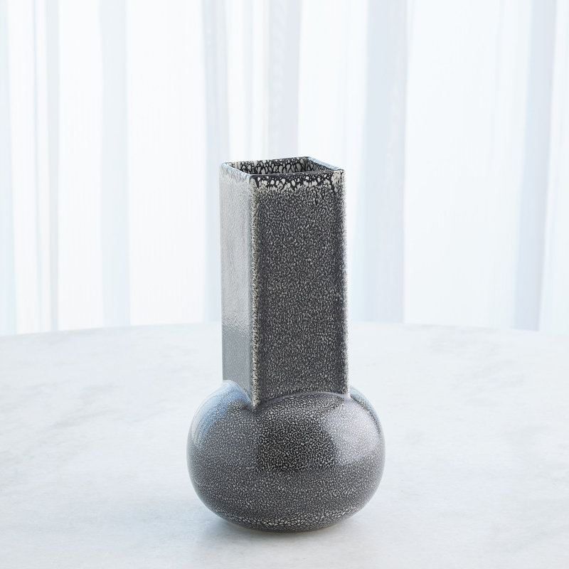 Crocus Vase-Reactive Black-Lg, 13" H x 7" W x 7 D, Black