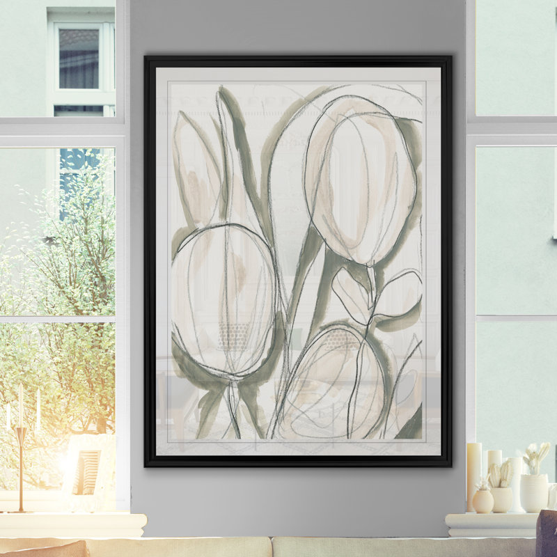 « neutral tropical i »-impression sur toile, H 18,5 po x l 24,5 po x P 1,5 po, Cadre noir