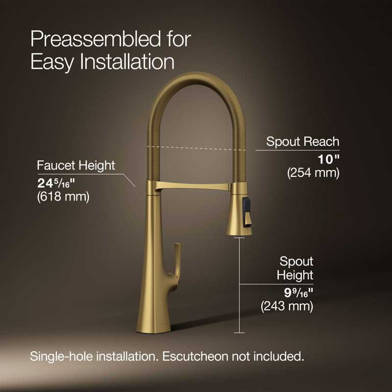Graze Single-Handle Semi-Professional Kitchen Sink Faucet With 24-5/16-In Spout, Gold