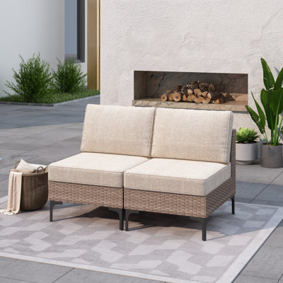 Jahsun 50.4'' Wide Outdoor Wicker Patio Sofa with Cushions