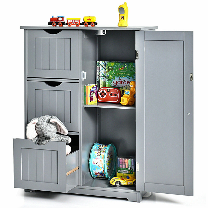 Armoire de rangement latérale avec 3 tiroirs et 1 armoire de rangement Rosalva, Gris