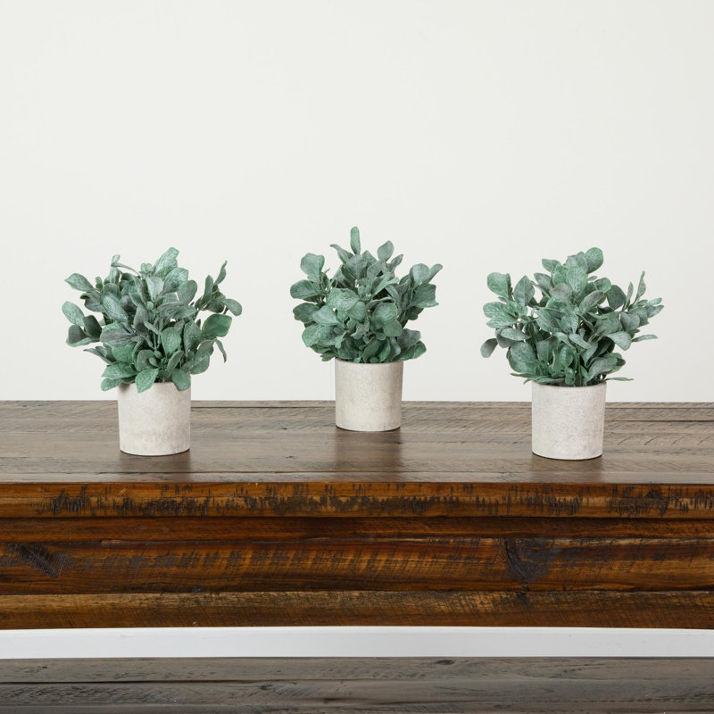 8 po Oreille d'agneau artificielle en pot décoratif - ensemble de 3