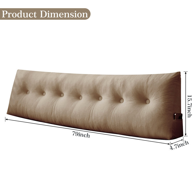  Polyester Headboard Back Support Throw Pillow, 15.7"H x 79"W, Brown