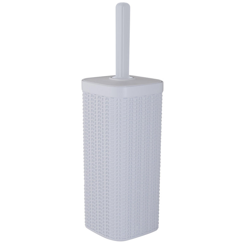 White Hygienic Plastic Toilet Brush and Holder Set