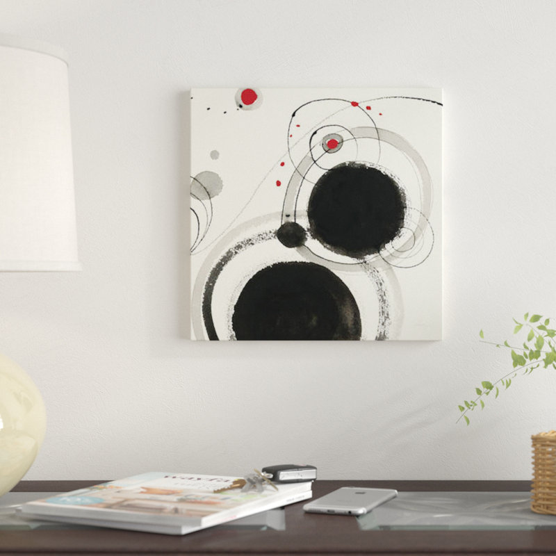 « planétaire iii avec rouge », impression sur toile, H 18 po x l 18 po x P 1,5 po, Toile encadrée noire, Blanc