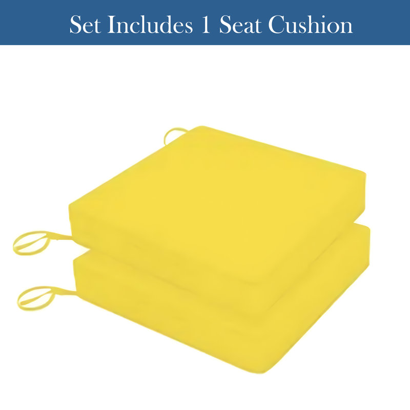 3" Deep Seat Cushion - Water-Resistant, Yellow, 22" W x 22" D