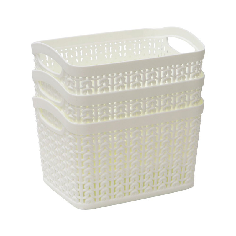 Knit Loop Storage Baskets, White