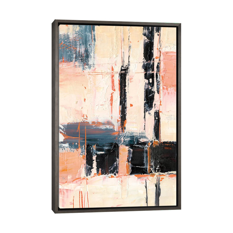 Corail et sable II par Ethan Harper - reproduction d'art, H 40 po x l 26 po x P 1,5 po, Pas de tapis, Toile avec cadre gris