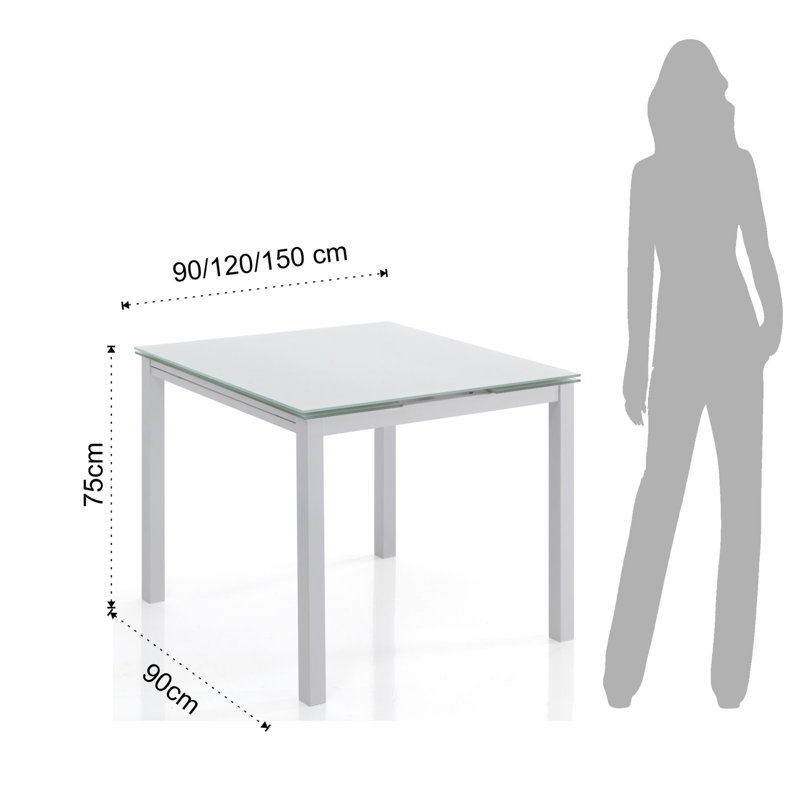 Temperance Glass Top Metal Base Dining Table, White