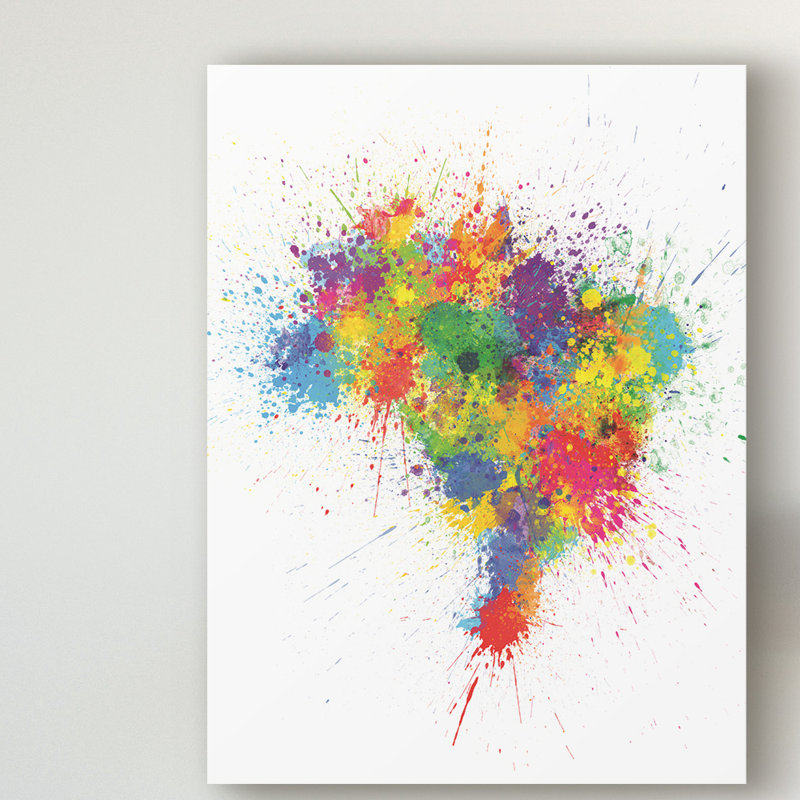 « brésil paint splashs map », impression sur toile tendue, H 19 po x l 14 po x P 2 po