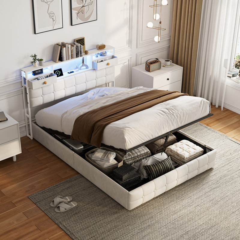 Bed, Beige, European Double (140 x 200 cm)
