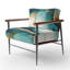 Fauteuil d'appoint rembourré abstrait sarcelle et doré Abstract Expression II-1133659040