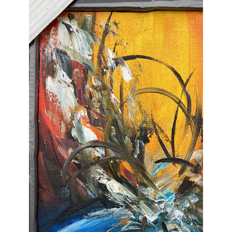 Flamme-fleur | Acrylique sur toile | Avec cadre | Par Jashanpreet Kaur