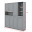 Lit escamotable mural avec armoire supérieure, tablettes, lit pliable peu encombrant avec éclairage et port USB-498700007