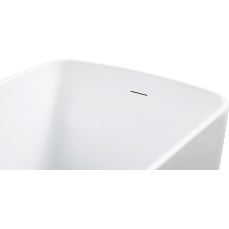 49" Acrylic Freestanding Rectangular Soaking Bathtub With Chrome Overflow And Drain, White