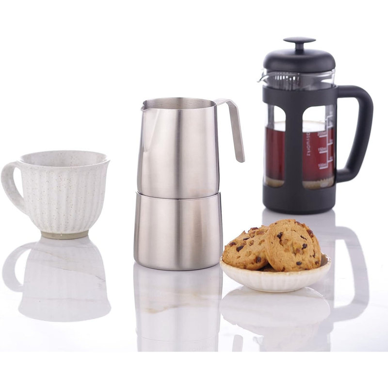 Stainless Steel Sugar Bowl And Creamer Set, With Spoon And Anti-Drip Spout, Stackable Design, Brushed Silver