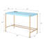 Bureau d'écriture rectangulaire avec port USB, bleu bébé et or