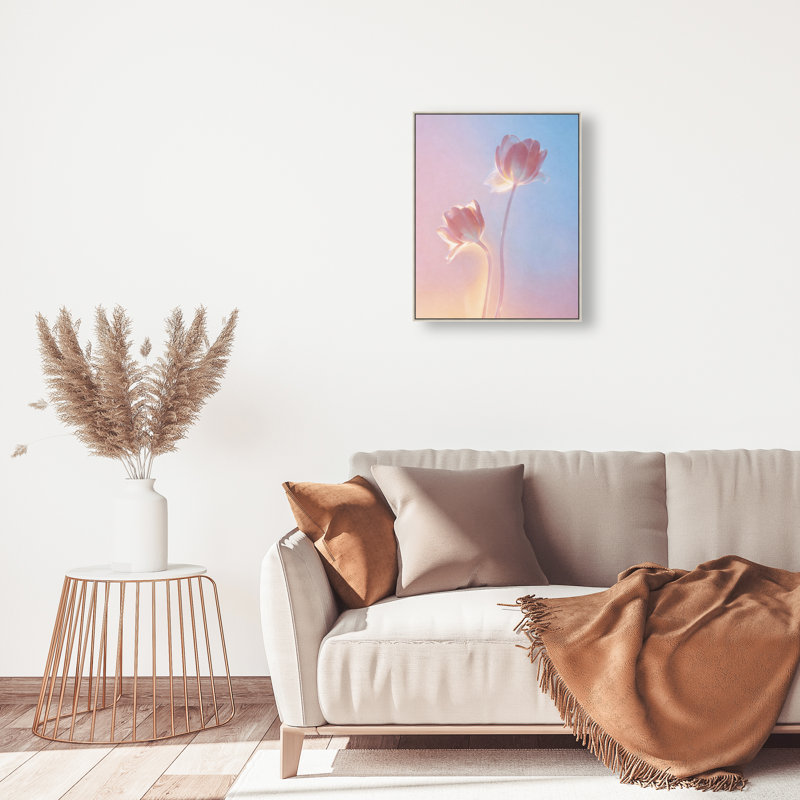 Iridescent Tulips Print by Oliver Gal, 25"H x 31"W, Silver Floater Frame