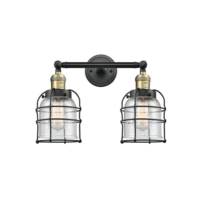 Éclairage pour salle de bain 2 lumières Gastelum, Ampoule DEL 6 watts Vinage, Grainé, Laiton antique noir