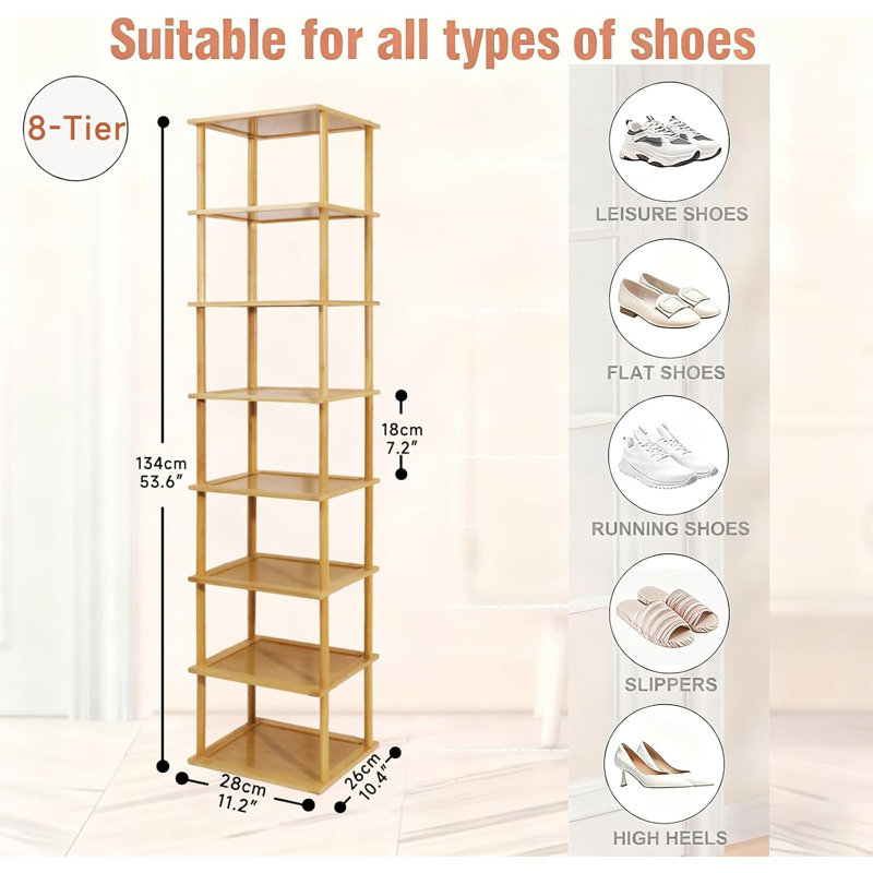 8 Tier Bamboo Shoe Rack