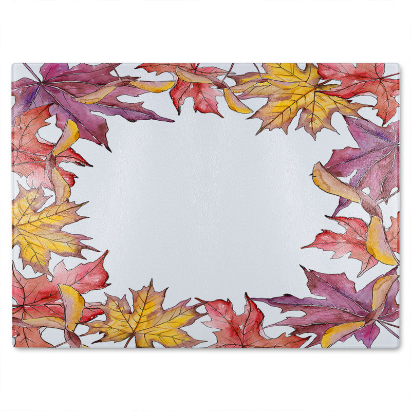 Leaves Glass Chopping Board, 40cm L x 28cm W