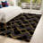 Abstract Wave Geometric Area Rug, Black Gold Modern Pattern, Machine Washable Non Slip, Indoor Decor for Living Room Bedroom Entryway Front Door Kitchen Balcony Apartment Cozy Home-129036995