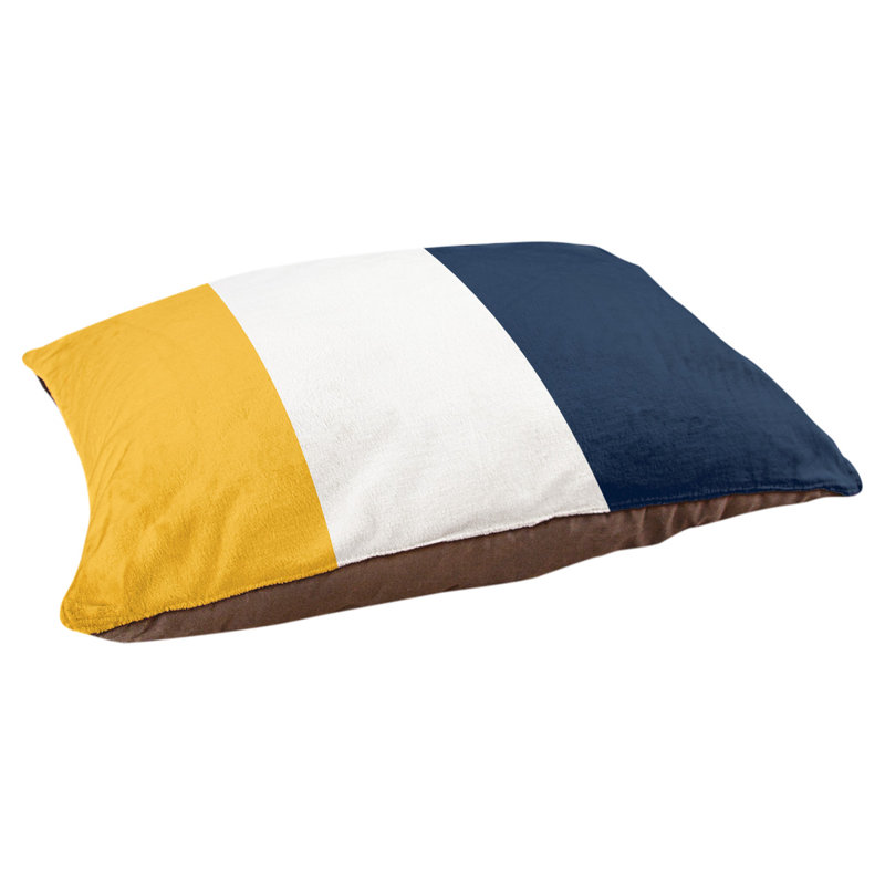 Coussin rectangulaire designer Los Angeles, Petit (L 18 po x l 28 po), Or / blanc / bleu